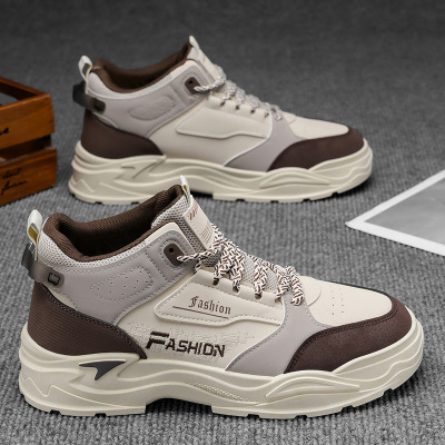 秋季新款时尚简约车缝线轻便舒适轻休闲系带厚底男士马丁靴