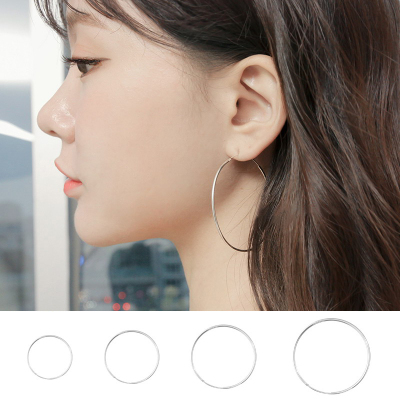 日韩925纯银光面耳圈显脸小简约大小圆圈网红耳环高级感气质耳坠送女朋友老婆情人节七夕生日礼物
