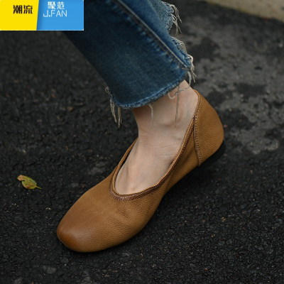 聚范何其丑 软面平底小圆头浅口单鞋女 2024新款懒人一脚蹬豆豆女鞋子