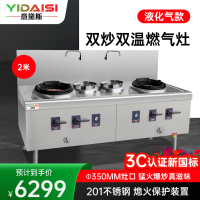 意黛斯 商用燃气大锅灶 猛火灶商用单位学校食堂电磁猛火大炒锅饭店酒店 双头双尾 YDS-JDSSW20Y液化气食