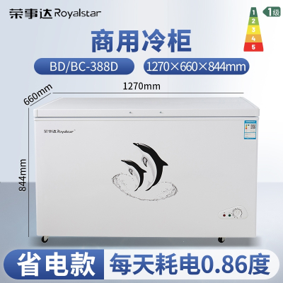  荣事达Royalstar商用冰柜家用大容量全冷冻节能无霜小型冷藏冷冻速冻小冰柜_388升家用商用一级能效