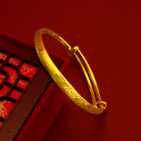 正品越南沙金传承推拉开口福手镯圆肚仿真黄金久不掉色24k结婚镯送女朋友老婆情人节七夕生日礼物