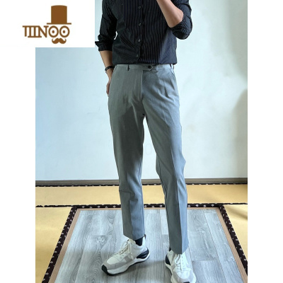 YANXU乌素mirror 设计感弹力松紧腰休闲正装商务修身小脚西裤锥形裤男