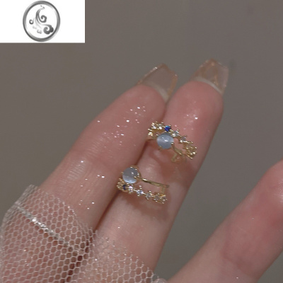 JiMi蓝眼石耳环2022年新款潮小众设计感高级银银耳饰无耳洞耳夹女