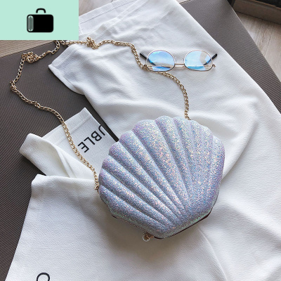 亮片贝壳包包女2019新款百搭时尚链条单肩小包chic港风斜挎包女包NEW LAKE女斜挎包