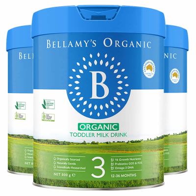 3罐装-海外直邮-原装进口澳洲贝拉米Bellamys 婴幼儿牛奶奶粉3段(12-36个月)800g