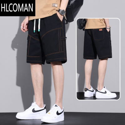 HLCOMAN军绿色工装短裤男士夏季薄款宽松加大码休闲美式复古五分马裤