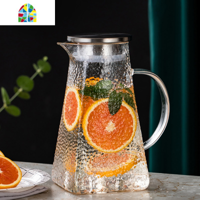 北欧冷水壶家用玻璃凉水壶凉白开水壶凉水杯套装可高温大容量客厅 FENGHOU 方水壶1.5升+4个直韵杯