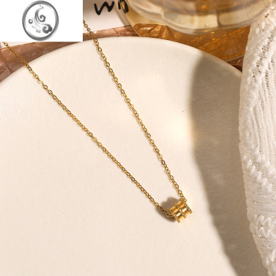 JiMi小蛮腰项链女2023轻奢小众金锁骨颈链高级感精致细钛钢不掉色