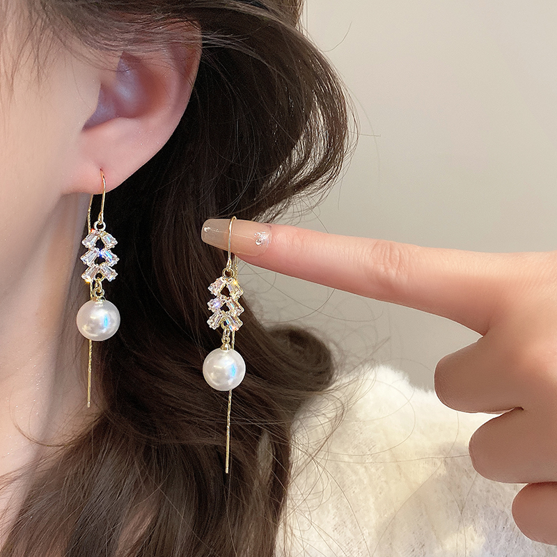 2024新款小众精致时尚微镶锆石珍珠流苏耳线女网红个性显瘦耳饰品送女朋友老婆情人节七夕生日礼物
