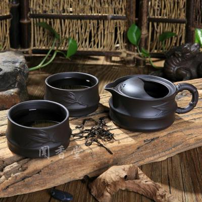 家柏饰(CORATED)紫砂功夫茶具套装快客杯一壶二杯便携办公室整套茶具茶杯茶壶套装
