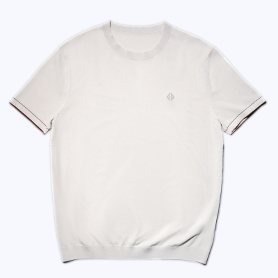 尘界米色纯棉圆领薄款T恤休闲短袖T恤男