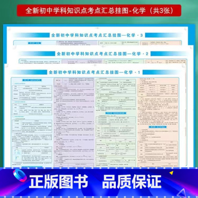 化学[挂图3张] 初中通用 [正版]小四门必背知识点挂图 初中知识点考点汇总挂图语文数学英语物理化学政治历史全套地理生物