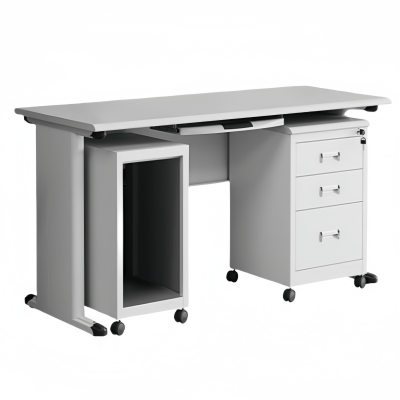 攸形钢制办公桌+1柜+键盘托160*70*75cm套