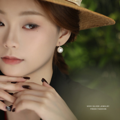 韩版施家珠高跟鞋耳钉女s999纯银时尚高级感耳钩百搭足银耳环轻奢送女朋友老婆情人节七夕生日礼物