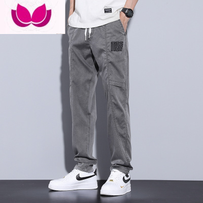 七斓加绒牛仔裤男士休闲长裤子男款加厚宽松工装运动束脚九分裤