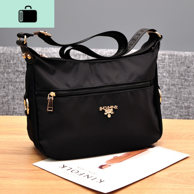 尼龙斜挎包女包防水休闲纯色布包中老年妈妈包牛津布帆布单肩挎包NEW LAKE女斜挎包