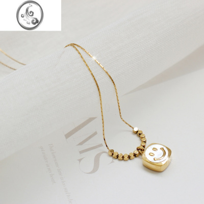 JiMi小众高级感碎金子白贝笑脸轻奢项链碎银子通勤锁骨链不掉色女