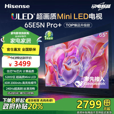 海信电视65E5N Pro+ 65英寸 DeepSeek AI电视 528分区Mini LED 65E5ND-PRO