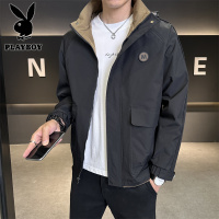 花花公子新款高品质连帽夹克男大码8XL潮流宽松青少年秋季新款学生外套男