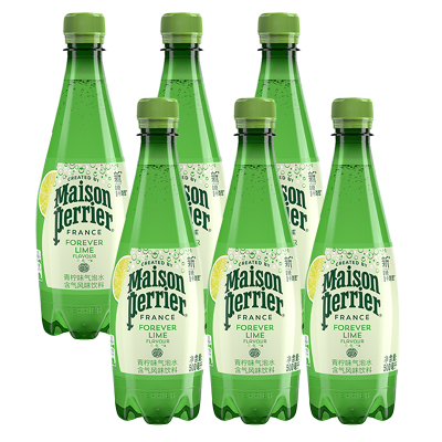 氼颂家巴黎水(Perrier)气泡矿泉水 青柠味天然矿泉水 500ml*6瓶组合装(塑料瓶)