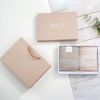 洁玉 超柔赛络全棉毛巾双条礼盒(天地盖+手提袋) TG19-03B 灰色+粽色