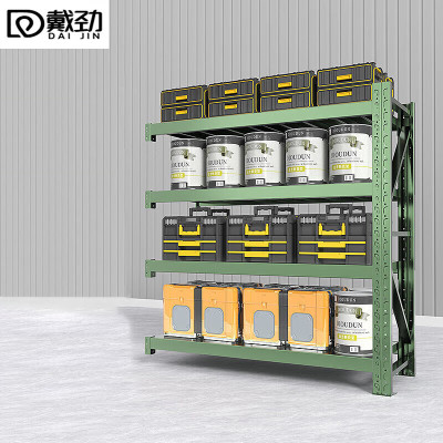 戴劲货架仓储仓库置物架超市快递铁架子储藏室军绿色货架副架(200*60*200cm-200KG/层)