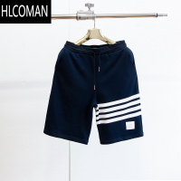 HLCOMAN潮TB短裤色织四道条杠针织毛圈男女夏季运动休闲五分裤THGWBRGN