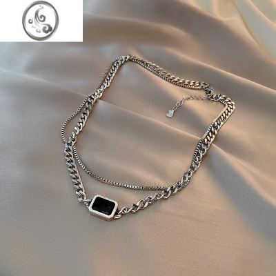 JiMi钛钢双层项链ins冷淡风小众锁骨毛衣链网红同款韩国春夏吊坠