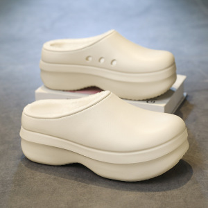 秋季新款潮流复古保暖包头舒适时尚男士套脚轻便简约情侣鞋棉拖鞋