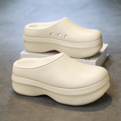 秋季新款潮流复古保暖包头舒适时尚男士套脚轻便简约情侣鞋棉拖鞋