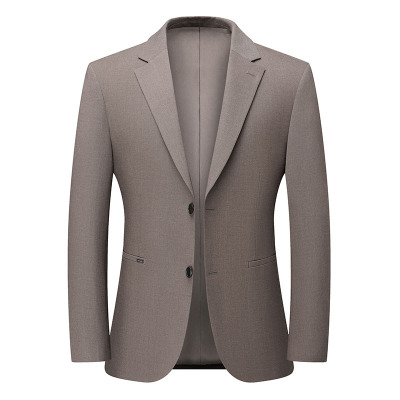 品牌含蚕丝男式西服春秋薄款免烫修身西装商务休闲外套男