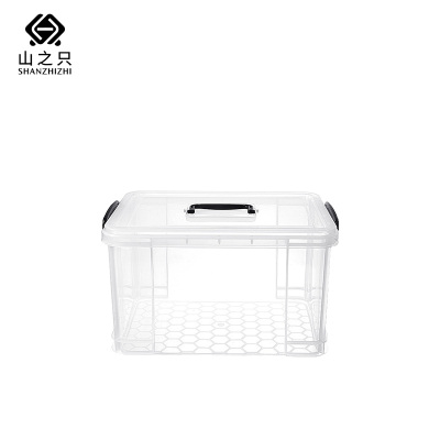 山之只 透明手提收纳箱 16L-39*28*22cm 个