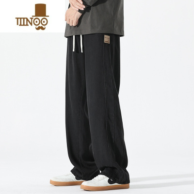 YANXUNANX黑色牛仔裤男款秋季垂感宽松直筒潮牌阔腿拖地休闲长裤子大码