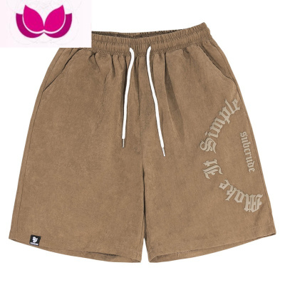 七斓美式高街复古做旧水洗短裤男潮牌夏季青少年高街hiphop运动五分裤