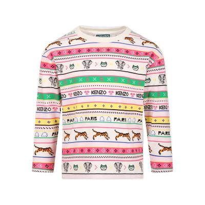 高田贤三(Kenzo)女孩运动卫衣带徽标长袖圆领棉氨纶拼接时尚休闲