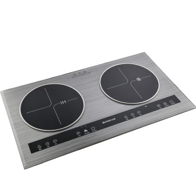 志高(CHIGO)嵌入式电磁炉电陶炉双灶节能电灶双头镶嵌式双眼 家用爆炒台式双炉大功率套装 拉丝银D8