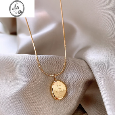 JiMi小众轻奢字母钛钢项链女高级设计感毛衣链2023年新款锁骨颈链