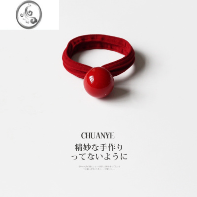 JiMi红色发圈头饰发绳日韩气质橡皮筋高弹力耐用扎头发简约头绳女