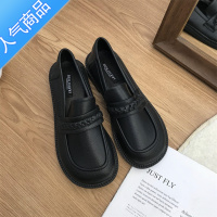 SUNTEK一脚蹬懒人软皮乐福鞋女2023年秋季新款设计感小众编织低跟小皮鞋