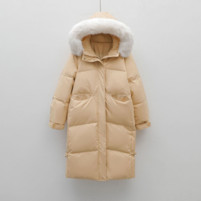 新90白鸭绒新国标新款冬季保暖大毛领休闲宽松羽绒服女外套