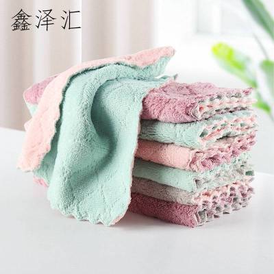 珊瑚绒抹布洗碗布厨房专用强吸水刷碗布 25*25