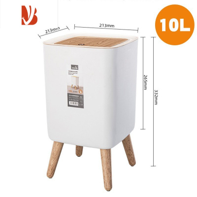 三维工匠高脚垃圾桶ins风日式简约原木风弹盖可爱家用客厅高脚落地垃圾筒