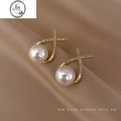 JiMi珍珠耳钉女秋冬轻奢高级感大气耳环2022年新款潮韩国气质网红耳饰