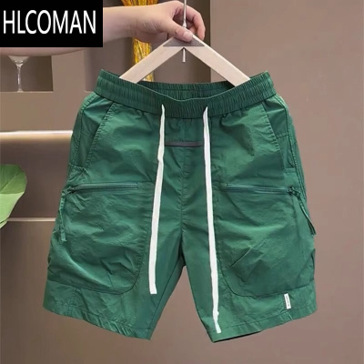 HLCOMAN夏季男士口袋拉链工装短裤男2025百搭宽松速干运动休闲五分沙滩裤