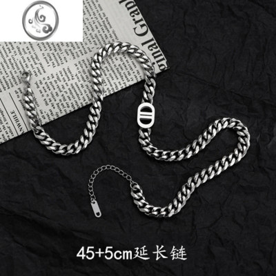 JiMi古巴项链男潮牌高级感嘻哈小众设计感高街男生银银锁骨链百搭配饰