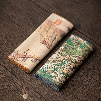 苏氏陶瓷(SUSHI CERAMICS)茶巾国潮风防水茶席竹席复古中式桌旗布艺干泡茶巾垫子茶帘两条装