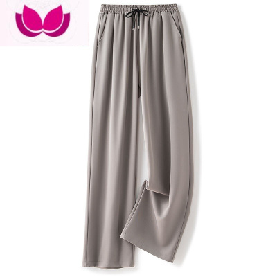 七斓冰丝休闲裤男夏季薄款宽松阔腿裤垂感西装裤ins潮流显瘦直筒长裤