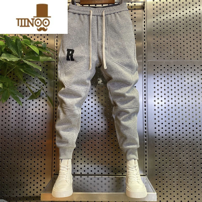 YANXU网红修身束脚运动裤男潮牌2023年新款九分休闲裤子韩版卫裤