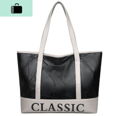 大容量包包女中年女士妈妈包手提单肩包大容量时尚印花撞色包NEW LAKE 灰色女士手提包